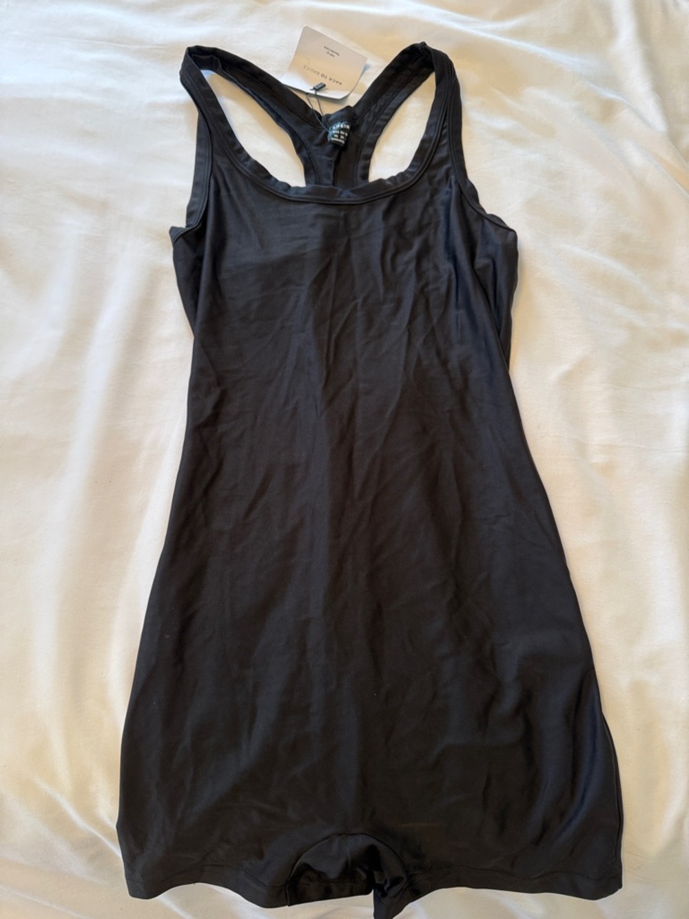 Black Racerback One-Piece Tank Top Athletic Romper/Jumpsuit